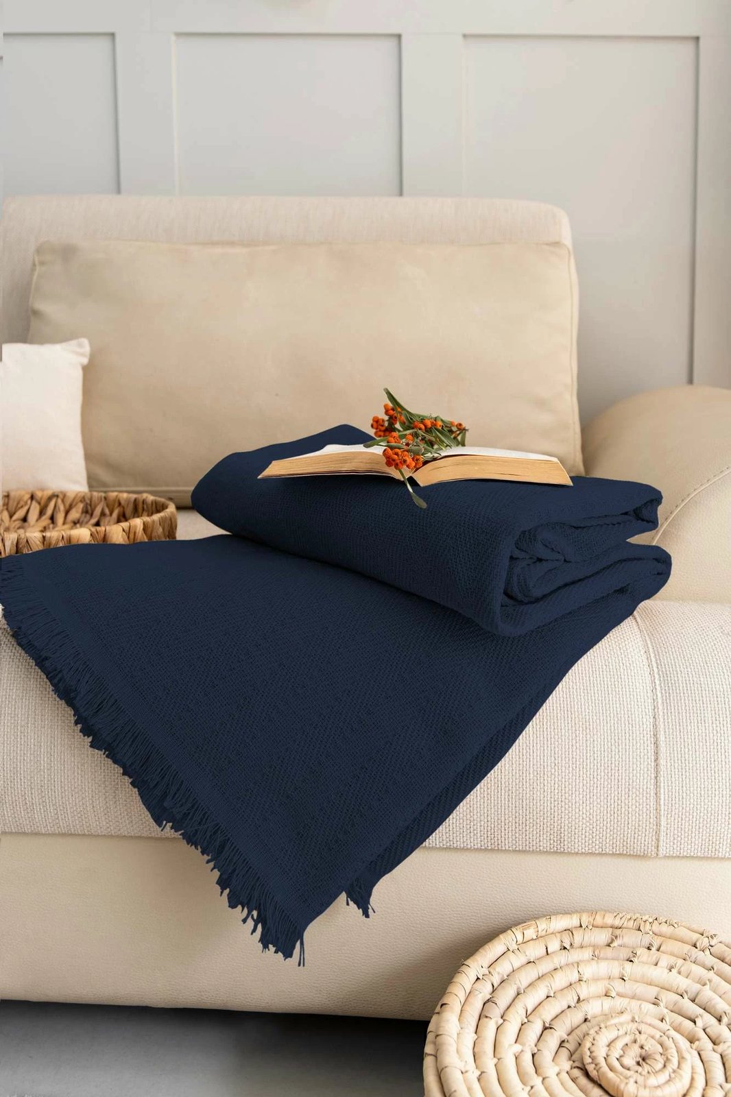 Mbulesë divani L'essentiel, ngjyrë kaltër e errët, Rio