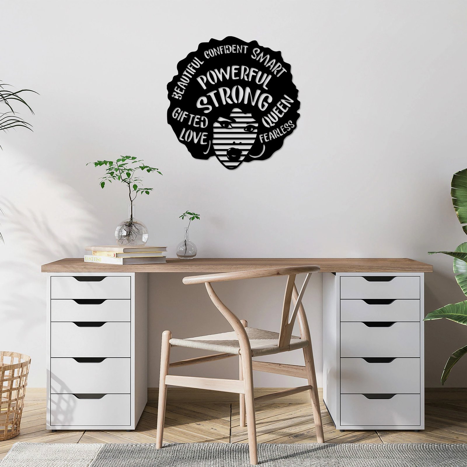 Aksesor dekorativ metalik për mur, Wallity, Powerful Strong, 70x70cm