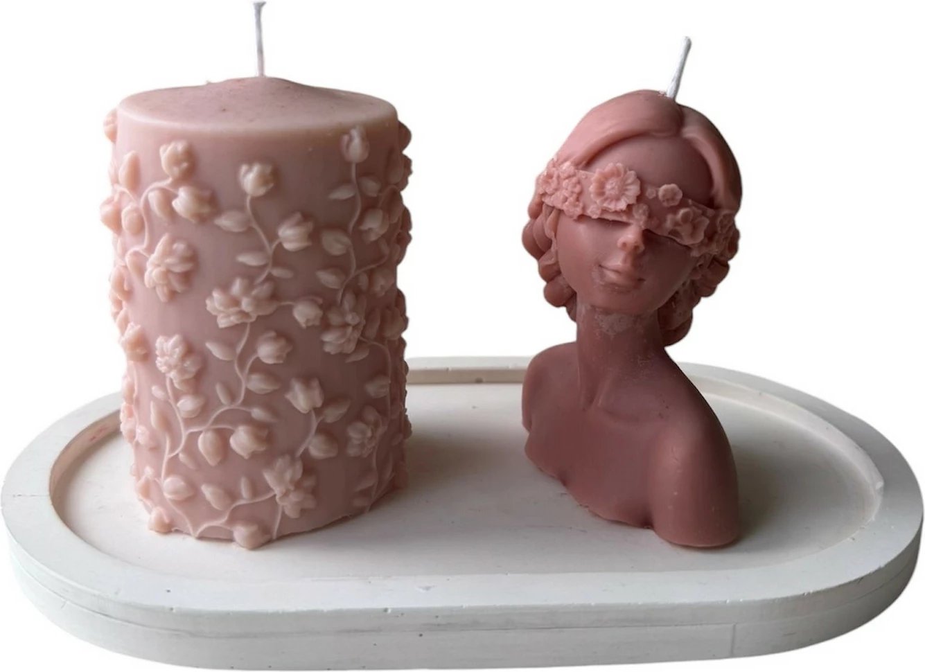 Set qirinjsh (3 copë), Glamour Candle 39ST, Evila Originals, rozë dhe e bardhë