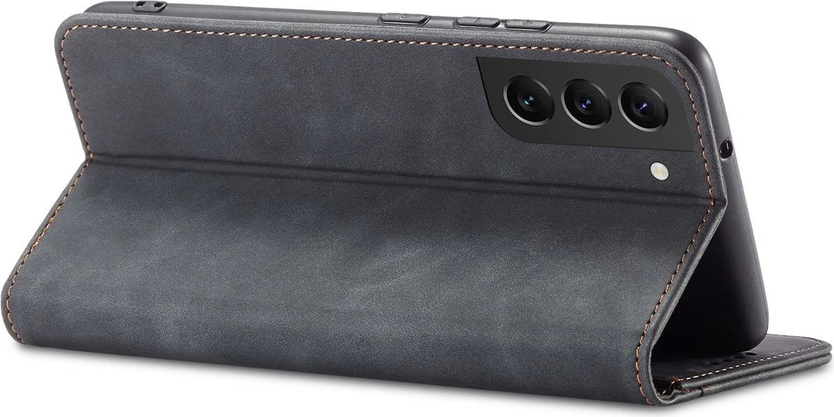 Mbështjellës Hurtel Magnet Fancy Case për Samsung Galaxy S22+, me portofol dhe qëndrim, e zezë