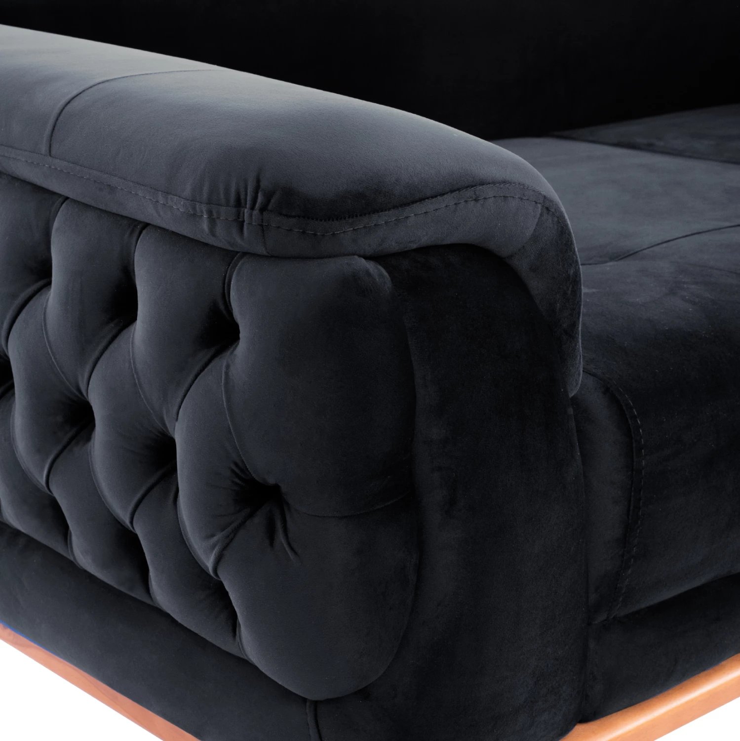 Divan 3-vendësh që bëhet shtrat, kadife e zezë, FH3249.01, 240x95x80