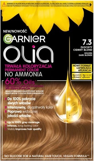 Ngjyrë për flokë për femra Garnier Olia 7.3 Golden Dark Blonde, 1 copë