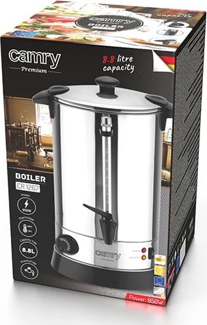 Urnë uji Camry CR 1267 8.8 L 950W rregullim temperature 30-100°C me rubinet inox Urnë uji Camry CR 1267 8.8 L 950W rregullim temperature 30-100°C me rubinet inox