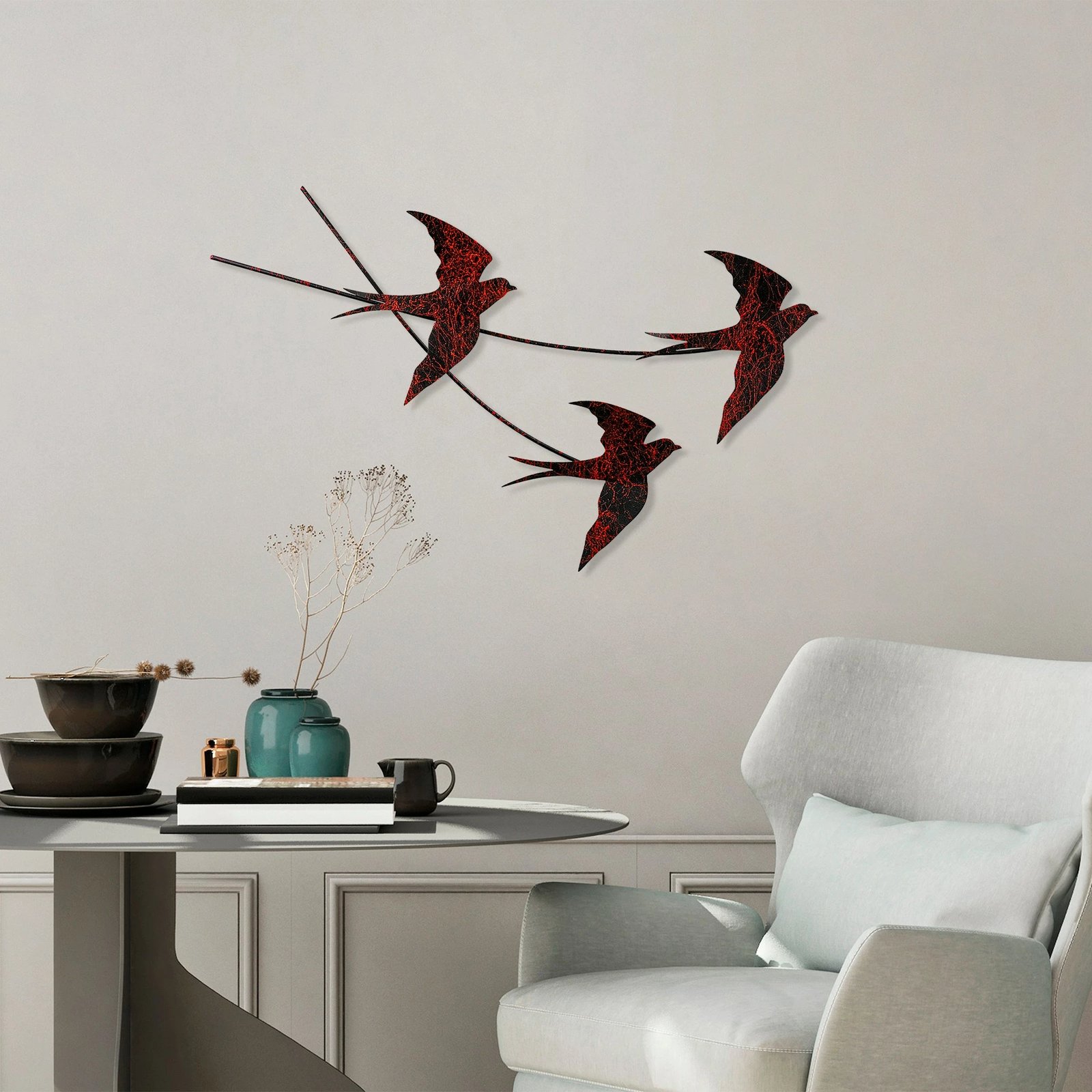 Aksesor dekorativ metalik për mur, Wallity, Wallow, shumëngjyrësh, 42x70cm