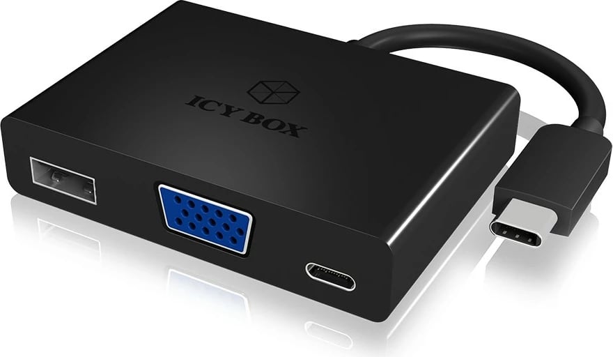 Docking station ICY BOX IB-DK4032-CPD, USB Type-C, VGA, e zezë