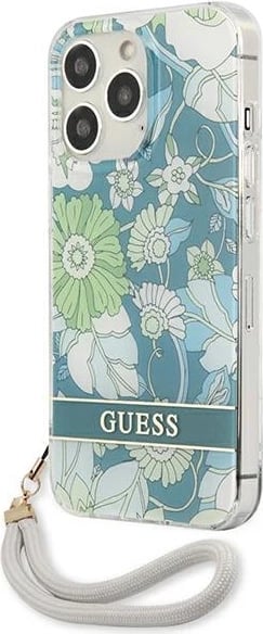 Mbështjellës Guess GUHCP13LHFLSN për iPhone 13/13 Pro 6.1", Flower Strap, Gjelbër