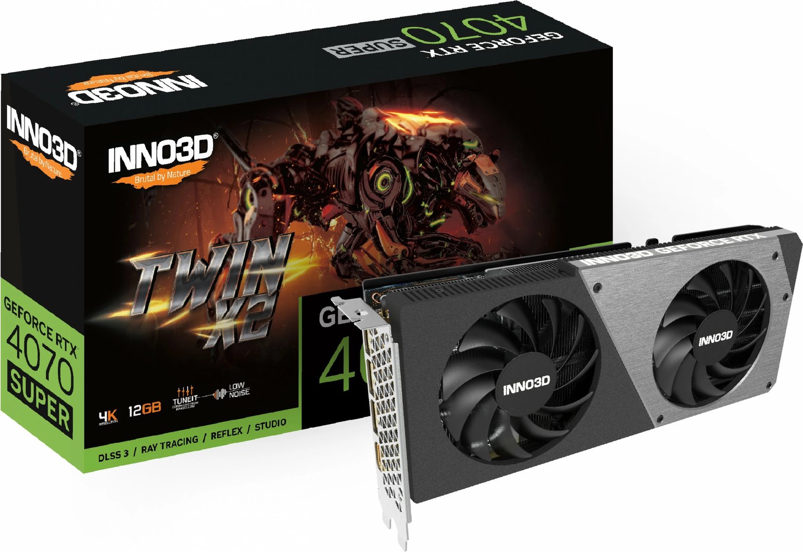 Kartelë grafike Inno3D GEFORCE RTX 4070 SUPER TWIN X2, 12 GB, GDDR6X, PCI Express x16 4.0, e zezë/gri