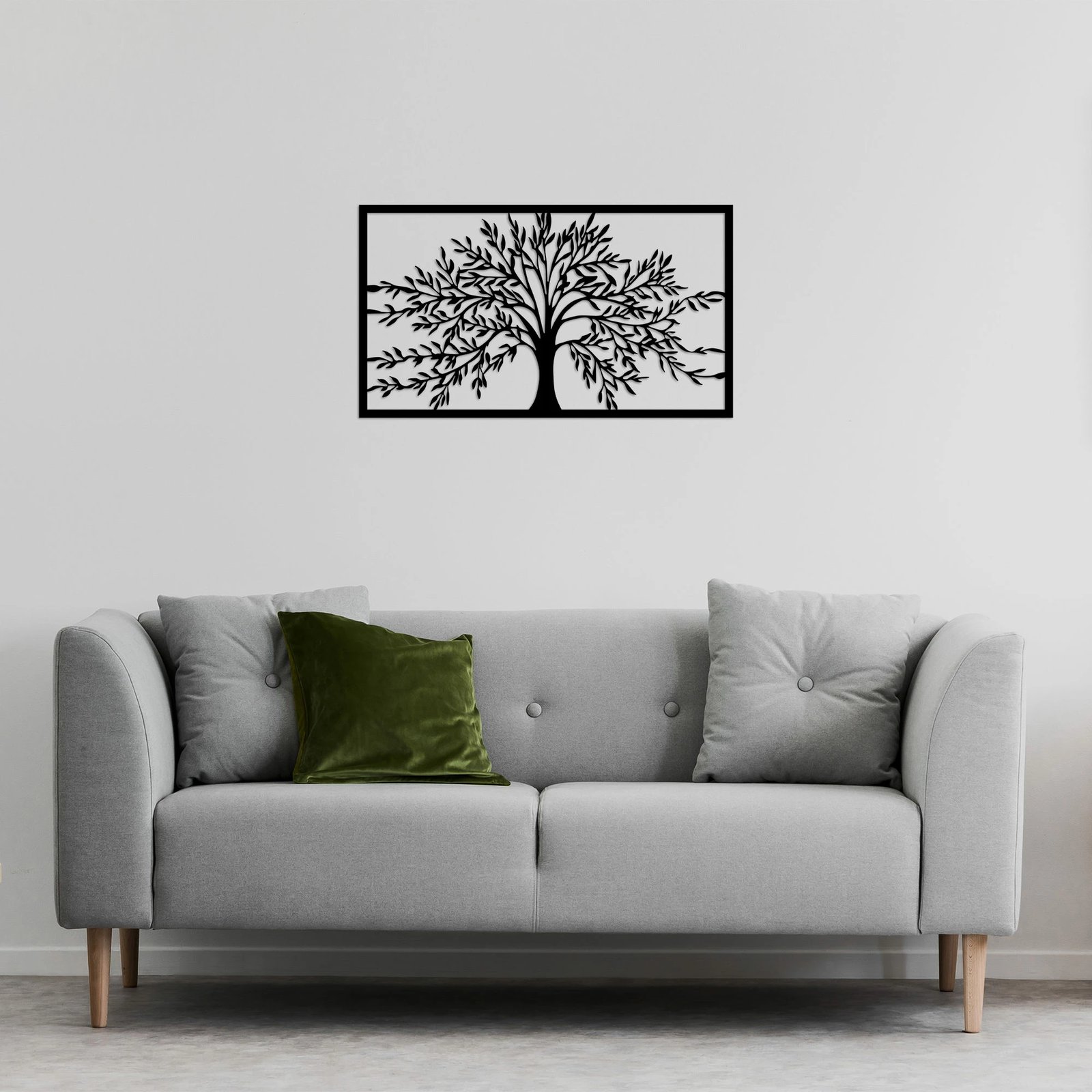 Aksesor dekorativ metalik për mur, pemë monumentale, Wallity, ngjyrë e zezë, 40x70cm