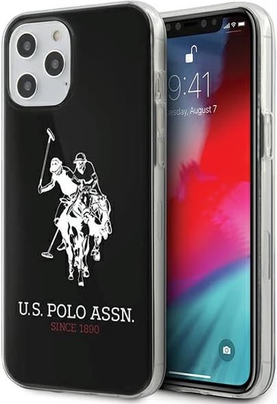 Mbështjellës U.S. Polo Assn. Shiny Big Logo për iPhone 12 / 12 Pro 6.1", i zi