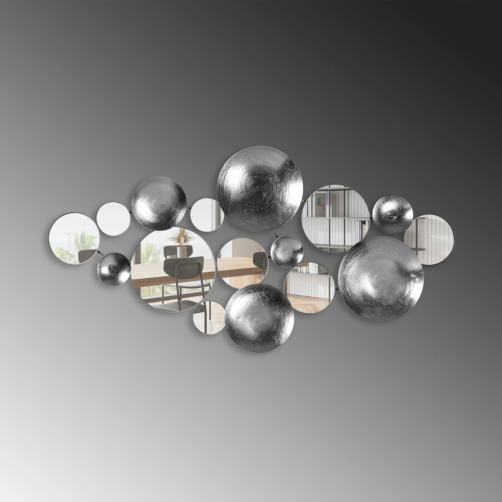 Aksesor dekorativ metalik për mur Wallity, Infinity - 3, shumëngjyrësh