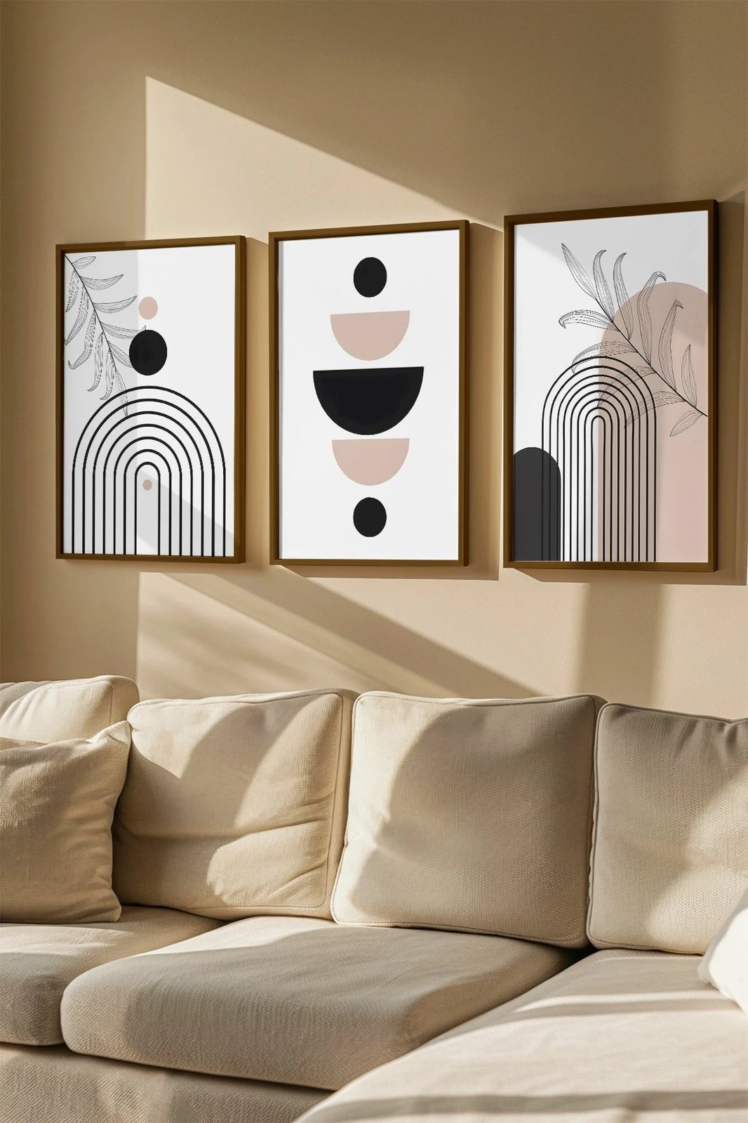 Set pikturash dekorative me kornizë (3 copë), Wallity, Artvmodel42-Kahve