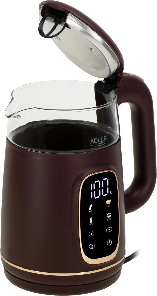 Ibrik elektrik Adler AD 1305, 1.7L, rregullim temperature, LED, Burgundy
