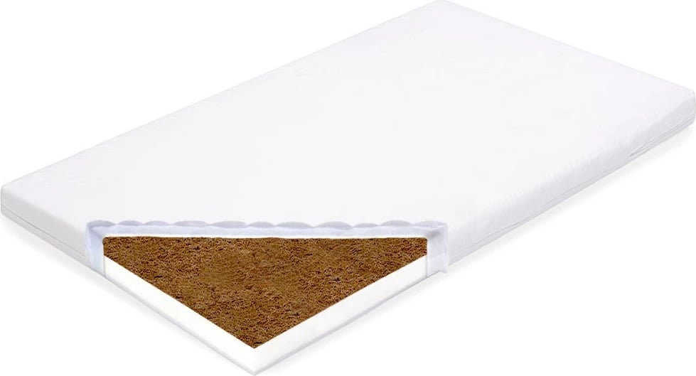 Dyshek fëmijësh, New Baby STANDARD 140x70x7 cm, shtresë kokosi + shkumë poliuretani, e bardhë