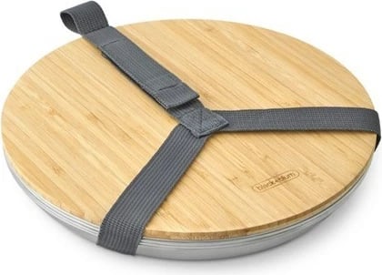 Set pjatash çeliku BLACK+BLUM OL-PLATE001 me kapak bambuje, 4 copë