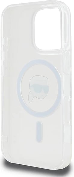Mbështjellës Karl Lagerfeld IML Metal Karl Head për iPhone 16 Pro Max, MagSafe, i bardhë