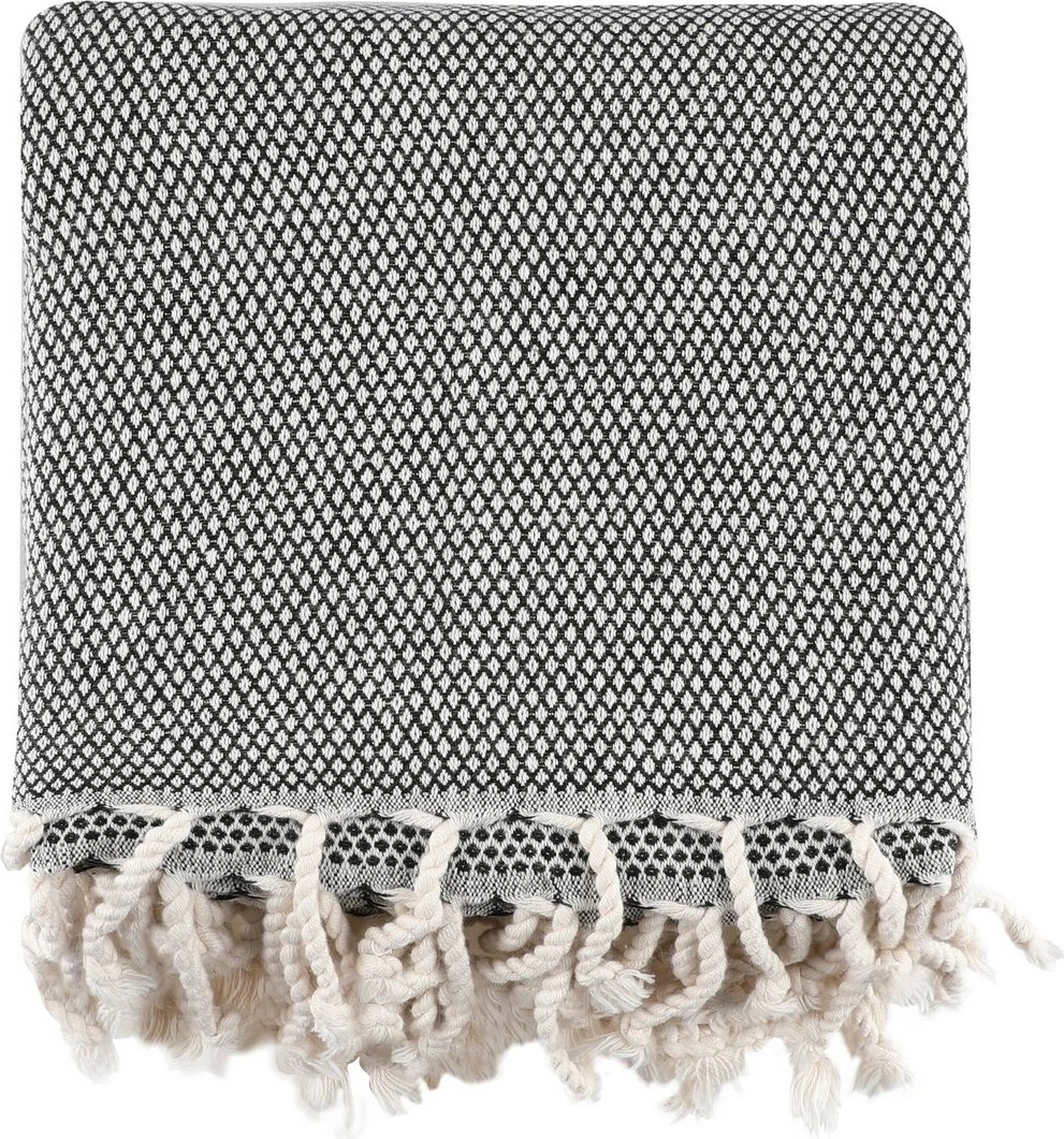 Peshqir plazhi Fouta Likya, ngjyrë e zezë dhe e bardhë, 95x190cm