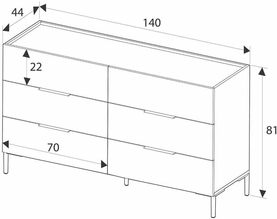 Komodë Hanah Home, Sfn-1760-Oo-1, ngjyrë arre, 6 sirtarë