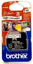 Kasetë etiketa Brother M-K231BZ, 12mm x 8m, e zezë mbi të bardhë