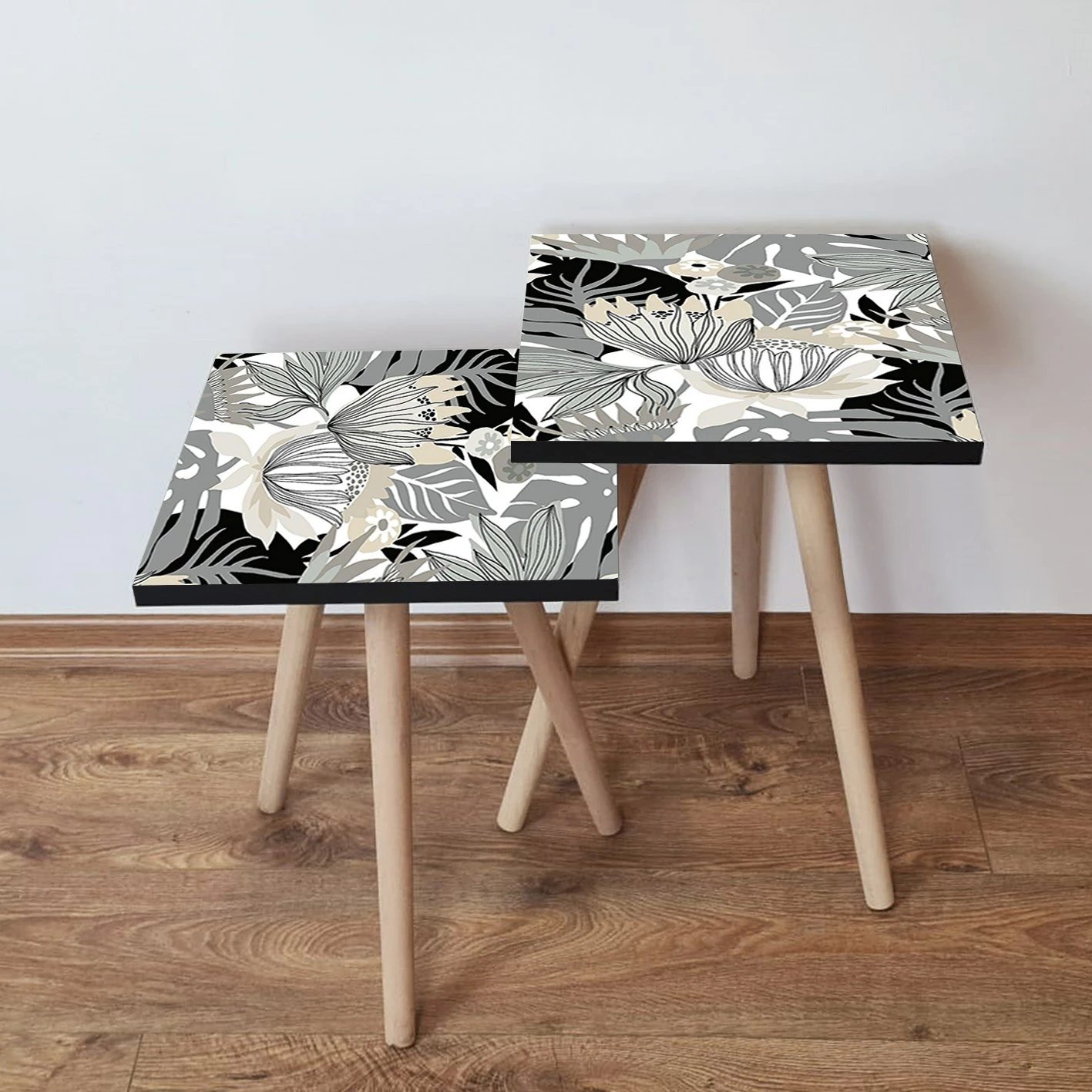 Set tavolinash të ndërlidhura, Skye Decor, 2 copë, ngjyrë e zezë