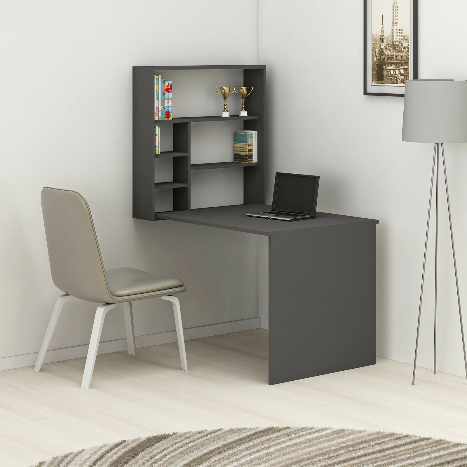 Tavolinë pune për studime, ngjyrë antracit, Hanah Home, Sedir