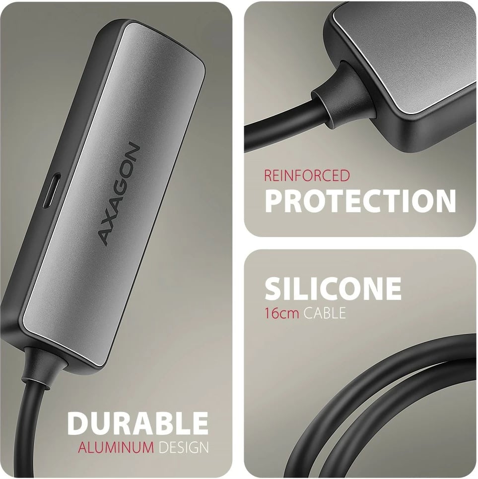 Adapter USB-C në HDMI AXAGON RVC-HI8KPD, 8K/60Hz, 16cm, Gri