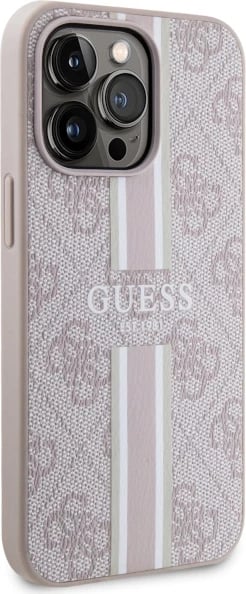 Mbështjellës Guess GUHMP13LP4RPSP për iPhone 13 Pro/13 6.1", 4G Printed Stripes MagSafe, Rozë