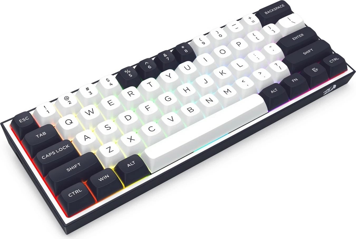 Tastierë mekanike Redragon ALCOR QMK K717WB-RGB-PRO, 60%, RGB, wireless/wired, bardhë-zi