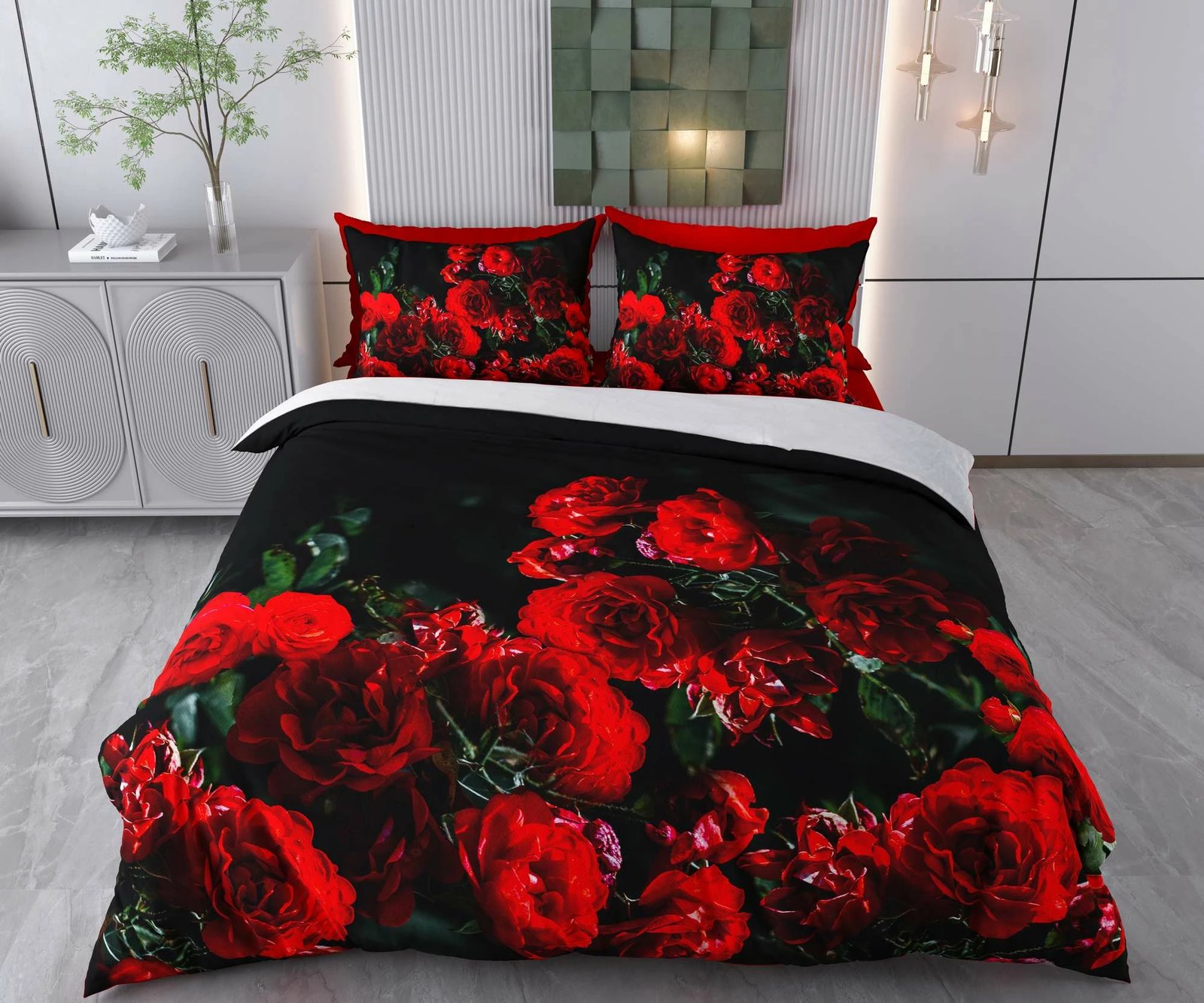 Set mbulesë jorgan XXL, një copë, L'Essentiel Linge de Maison, Alena, e kuqe dhe e zezë