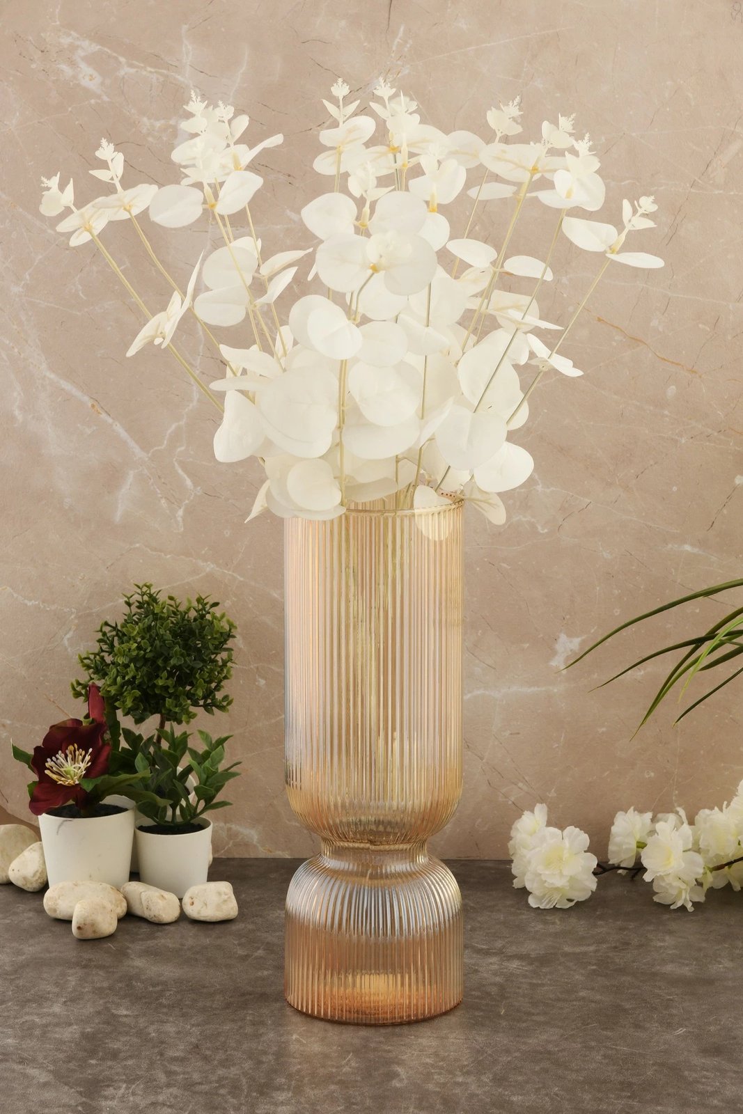 Vazo dekorative prej qelqi, ngjyrë ari, Aberto Design, Safir DV30B, 10x30x10 cm