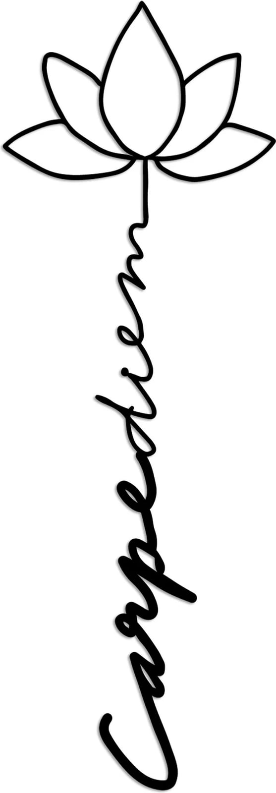 Aksesor dekorativ metalik për mur, Carpe Diem 4, ngjyrë e zezë, 21x60cm