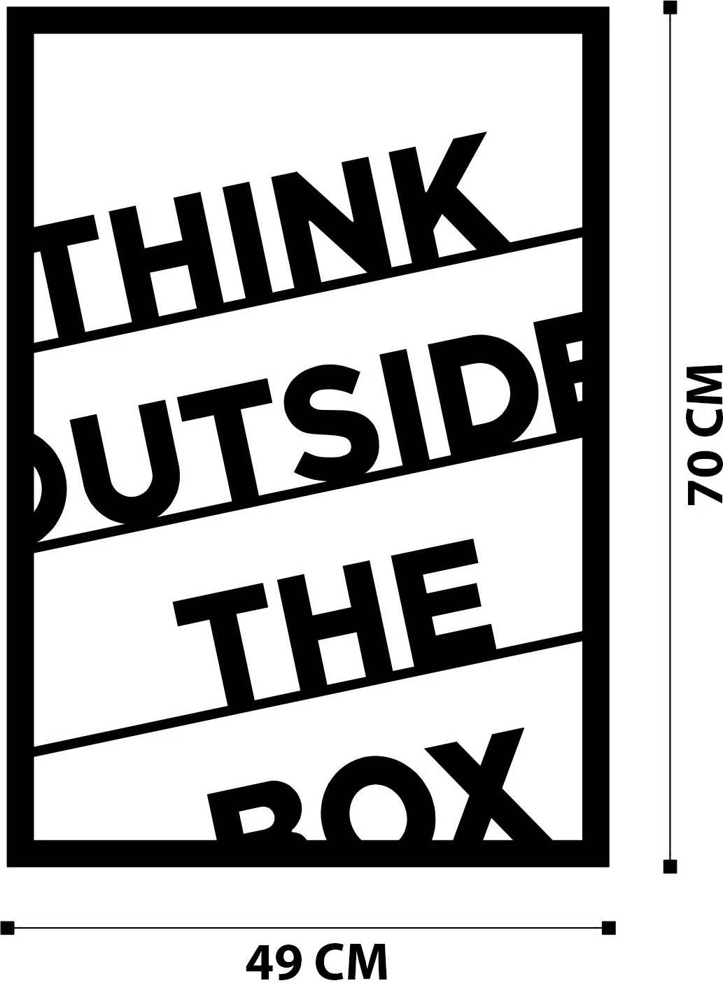 Aksesor dekorativ metalik për mur, Wallity, Think Outside The Box, ngjyrë e zezë, 50x70cm
