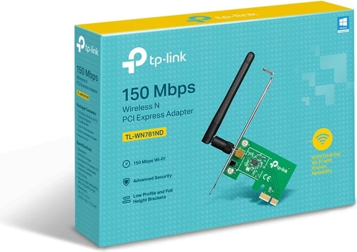 Adapter Wi-Fi TP-Link TL-WN781ND, PCI Express, 150Mbps, e gjelbër