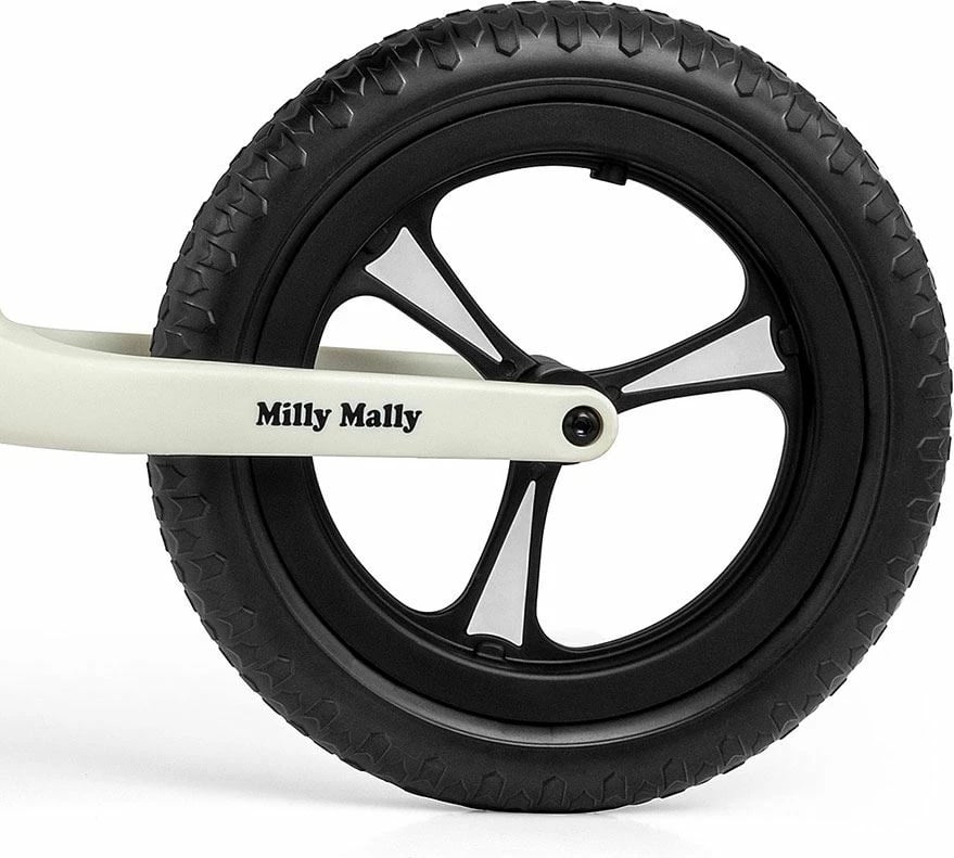 Biçikletë pa pedale fëmijësh, Milly Mally Ranger, rrota 12" EVA, kornizë kompozite, ulëse e rregullueshme, e bardhë