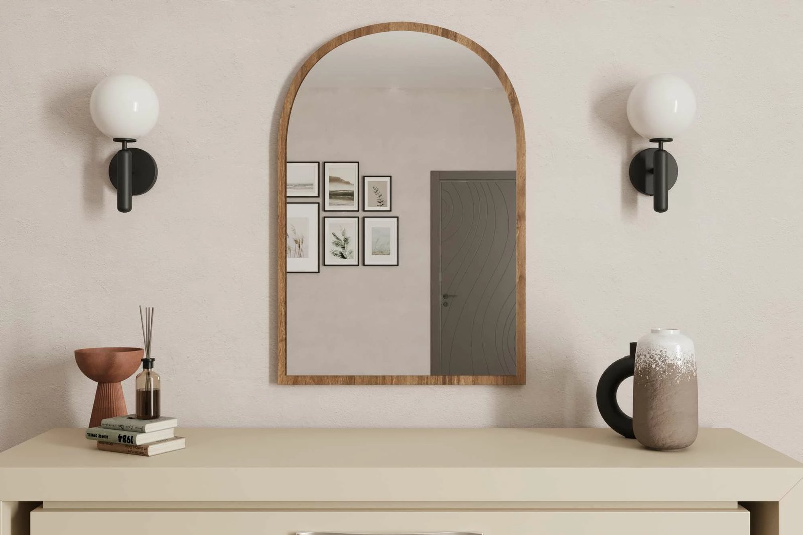 Pasqyrë dekorative, ngjyrë arre, Brilya, Skye Decor, 60x90cm