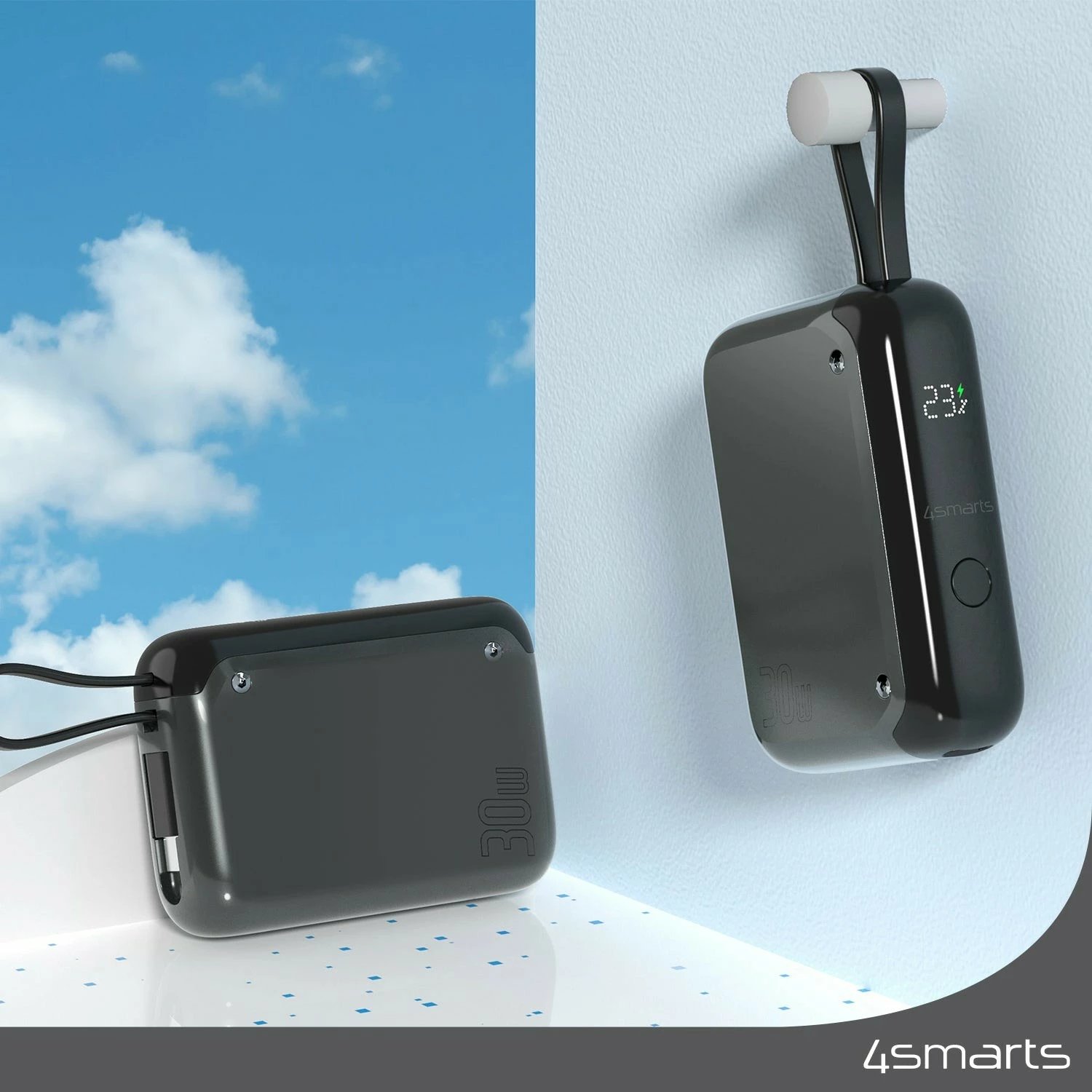Powerbank 4smarts 540699, 10000 mAh, 30 W, gri