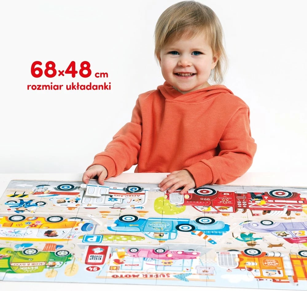 Puzzle për fëmijë CzuCzu Moto Puzzle Cars, 40 pjesë, shumëngjyrëshe