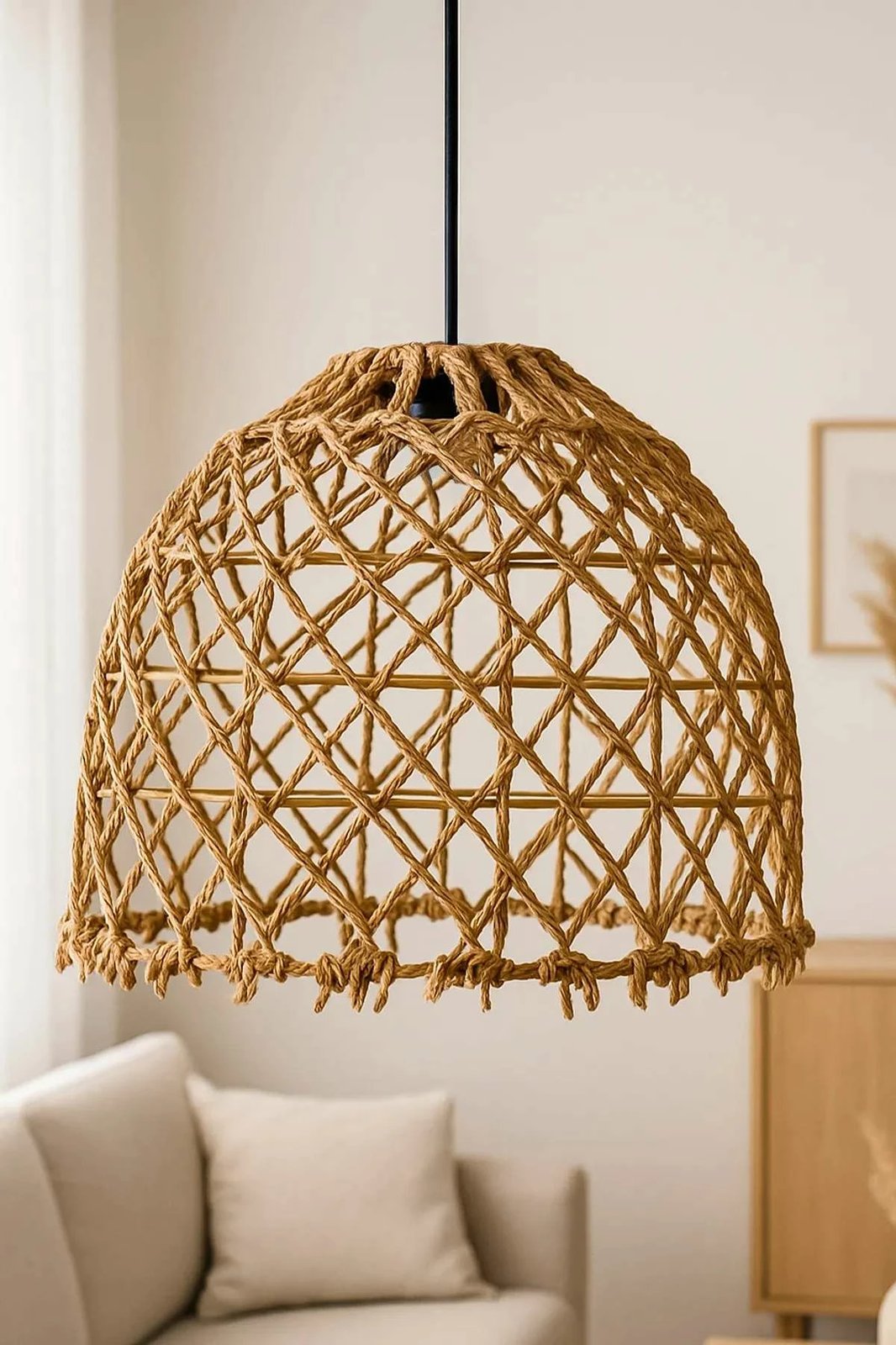 Llambë tavani Opviq, Aroha, makrame, ngjyrë bezhë