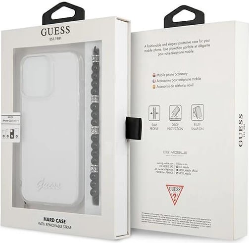 Mbështjellës Guess GUHCP13XKPSBK për iPhone 13 Pro Max 6.7", transparent me varëse Black Pearl Mbështjellës Guess GUHCP13XKPSBK për iPhone 13 Pro Max 6.7", transparent me varëse Black Pearl