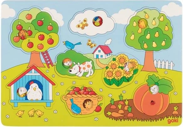 Puzzle druri GOKI 23961, 30x21cm, 8 pjesë, Temë Kopshti
