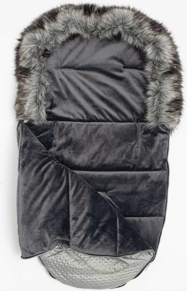 thes këmbësh për karrocë, New Baby, Lux Fleece, universal me vrima për rrip 5-pikësh, 49x95 cm, gri