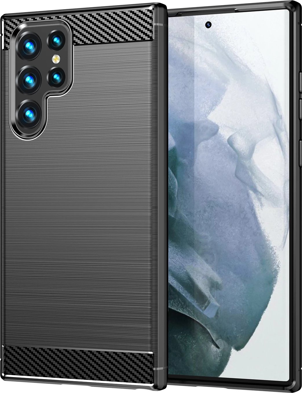 Mbështjellës Hurtel Carbon Case për Samsung Galaxy S23 Ultra, TPU, i zi