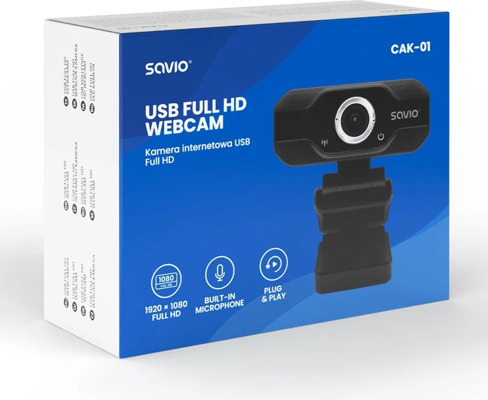 Webcam Savio CAK-01, Full HD 1080p, me mikrofon, USB, e zezë