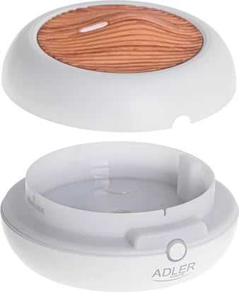 Difuzer arome ultrasonik, Adler, AD 7969, 70 ml, USB 5V, 3-në-1, i bardhë/dru i çelët