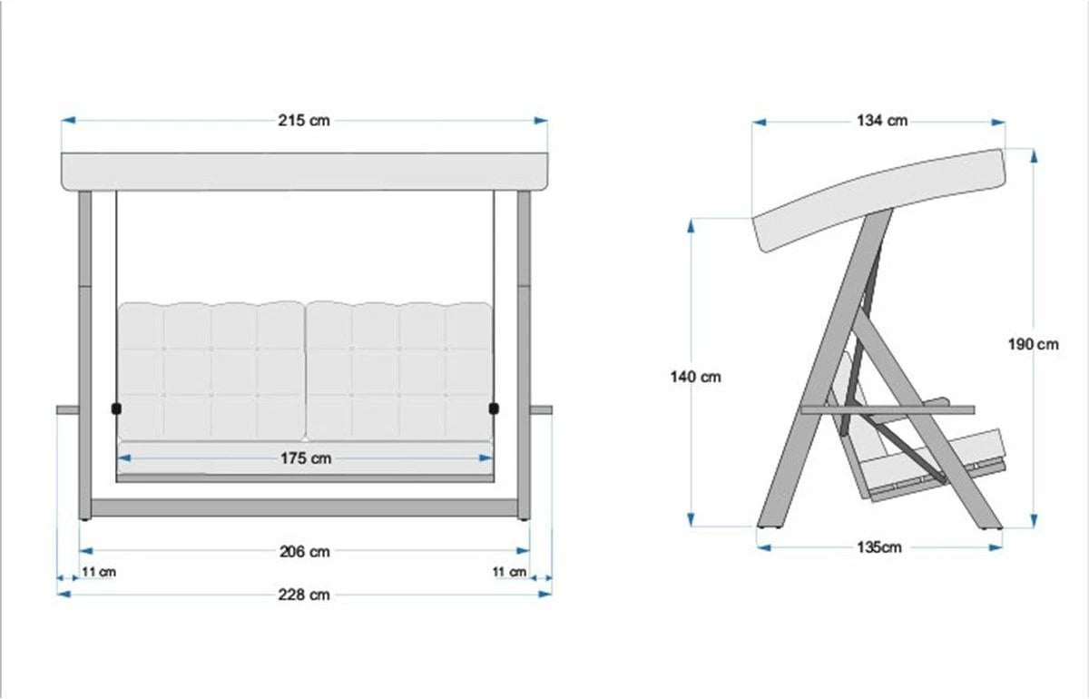Karrige lëkundëse treshe për kopsht, ngjyrë antracit, Skye Decor Lyon 2400