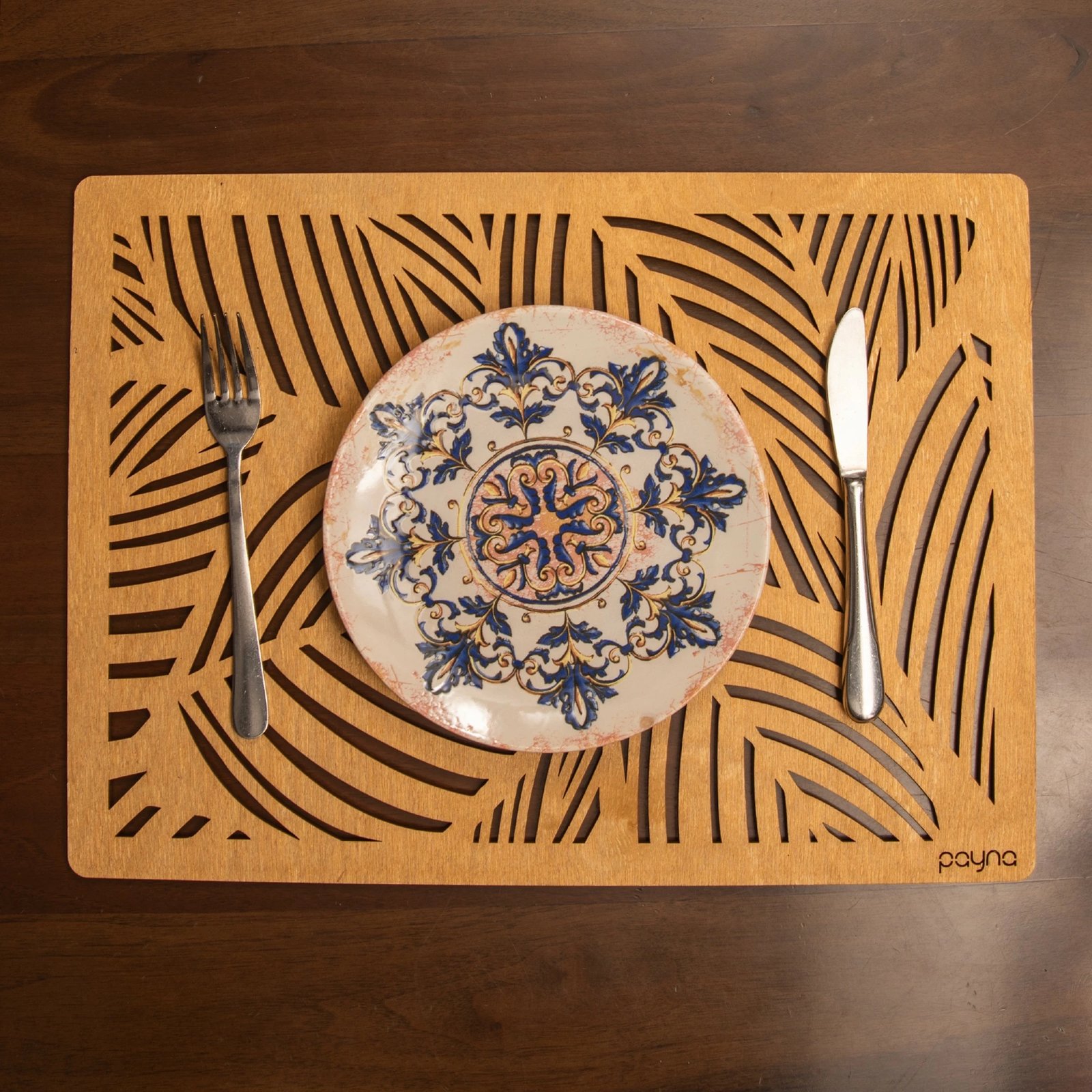 Set nënshtruesish tavoline prej druri, 6 copë, Hermia, ngjyrë mjaltë