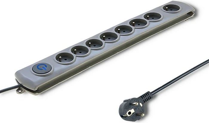Kasë mbrojtëse Qoltec 50167 me 8 dalje, Quick Switch, 1.8m, Gri