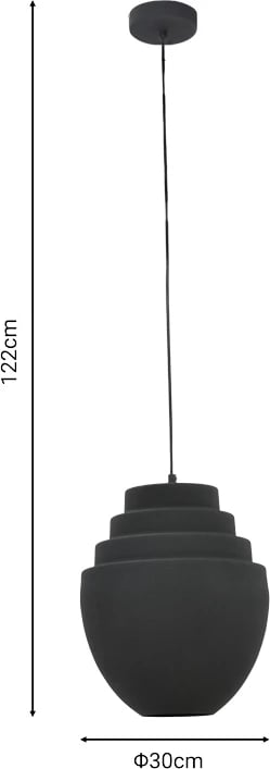 Llambë tavani Kelsy Inart E27 metal i zi D30x122cm Llambë tavani Kelsy Inart E27 metal i zi D30x122cm