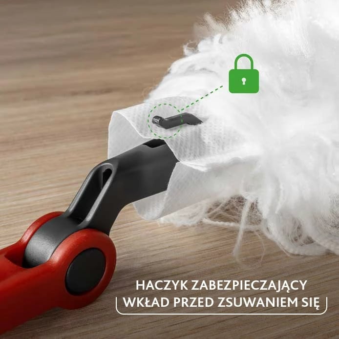 Set lopatë pluhuri me dorezë të gjatë Vileda Flex&Catch, 1 refill, Kuqe