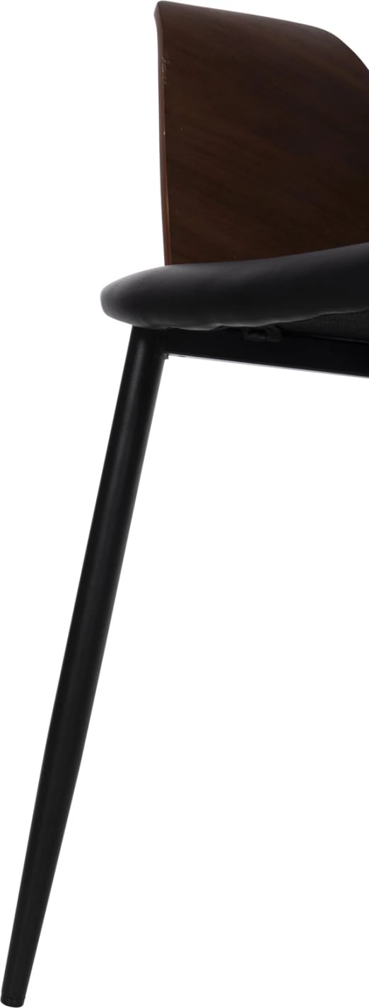 Karrige ngrënieje VELP FH9616.03 dru ngjyrë arre-PU e zezë-këmbë metali të zeza 55,5x50x79H cm., set prej 2 copë