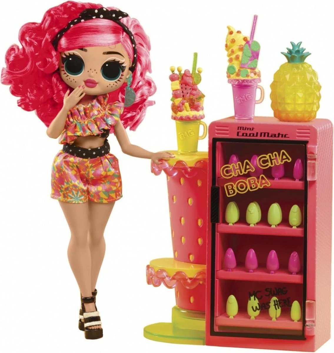 Kukull L.O.L. Surprise O.M.G. Sweet Nails Pinky Pops Fruit Shop me aksesorë, Rozë